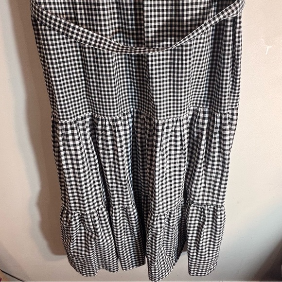 UNIQLO Sz L Black and White Gingham Sleeveless Dress Tiered Ruffles NEW WITH TAG - Picture 8 of 11